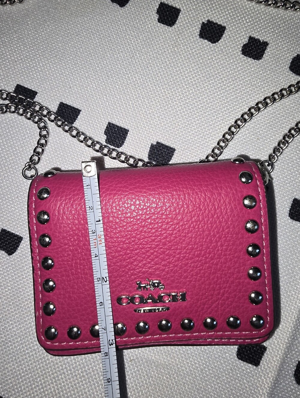 Coach Pink Pebbled Leather Studded Mini Chain Crossbody - Picture 6 of 6